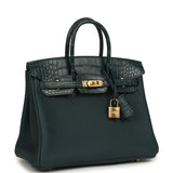 Hermes Birkin 25 Vert Cypress Togo and Matte Alligator Touch Gold Hardware