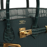 Hermes Birkin 25 Vert Cypress Togo and Matte Alligator Touch Gold Hardware