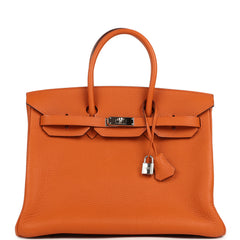 Vintage Hermes Birkin 35 Potiron Togo Palladium Hardware