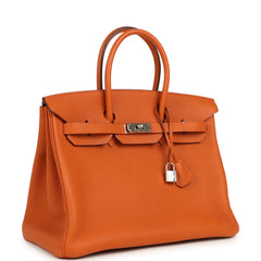 Vintage Hermes Birkin 35 Potiron Togo Palladium Hardware
