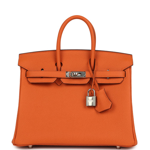Hermes Birkin 25 Orange Togo Palladium Hardware
