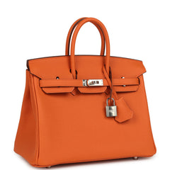 Hermes Birkin 25 Orange Togo Palladium Hardware