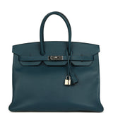Pre-owned Hermes Birkin 35 Colvert Epsom Palladium Hardware - Thumbnail View 1