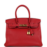 Pre-owned Hermes Birkin 30 Rouge Casaque Clemence Gold Hardware - Thumbnail View 1