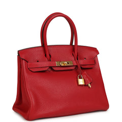 Pre-owned Hermes Birkin 30 Rouge Casaque Clemence Gold Hardware