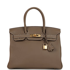 Pre-owned Hermes Birkin 30 Etoupe Togo Gold Hardware
