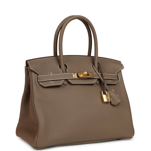 Pre-owned Hermes Birkin 30 Etoupe Togo Gold Hardware