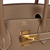 Pre-owned Hermes Birkin 30 Etoupe Togo Gold Hardware - Thumbnail View 7