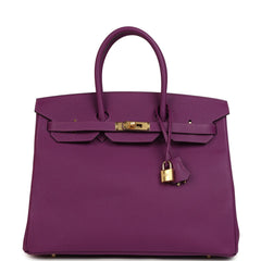 Pre-owned Hermes Birkin 35 Anemone Epsom Gold Hardware