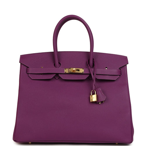 Pre-owned Hermes Birkin 35 Anemone Epsom Gold Hardware