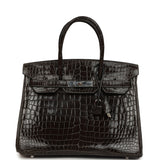 Pre-owned Hermes Birkin 30 Graphite Shiny Porosus Crocodile Palladium Hardware - Thumbnail View 1