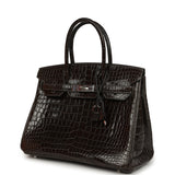 Pre-owned Hermes Birkin 30 Graphite Shiny Porosus Crocodile Palladium Hardware - Thumbnail View 5