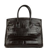 Pre-owned Hermes Birkin 30 Graphite Shiny Porosus Crocodile Palladium Hardware - Thumbnail View 4