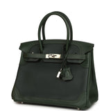 Pre-owned Hermes Birkin Ghillies 30 Vert Fonce Clemence and Vert Anglais Evercolor Palladium Hardware - Thumbnail View 5