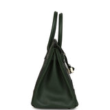 Pre-owned Hermes Birkin Ghillies 30 Vert Fonce Clemence and Vert Anglais Evercolor Palladium Hardware - Thumbnail View 3