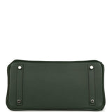 Pre-owned Hermes Birkin Ghillies 30 Vert Fonce Clemence and Vert Anglais Evercolor Palladium Hardware - Thumbnail View 6