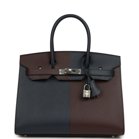 Hermes Casaque Birkin Sellier 30 Rouge Sellier and Bleu Indigo Epsom Palladium Hardware