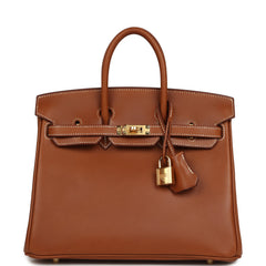 Pre-owned Hermes Birkin 25 Fauve Barenia Gold Hardware