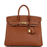 Pre-owned Hermes Birkin 25 Fauve Barenia Gold Hardware - Thumbnail View 1