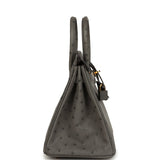 Pre-owned Hermes Birkin 25 Gris Meyer Ostrich Gold Hardware - Thumbnail View 3