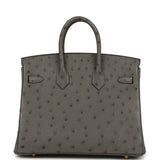 Pre-owned Hermes Birkin 25 Gris Meyer Ostrich Gold Hardware - Thumbnail View 4