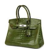 Pre-owned Hermes Birkin 30 Vert Pelouse Shiny Porosus Crocodile Palladium Hardware - Thumbnail View 5