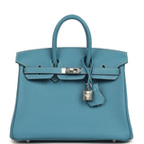 Hermes Birkin 25 Blue Jean Swift Palladium Hardware
