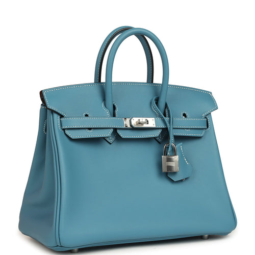 Hermes Birkin 25 Blue Jean Swift Palladium Hardware