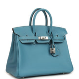 Hermes Birkin 25 Blue Jean Swift Palladium Hardware