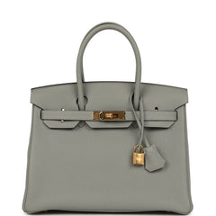 Hermes Birkin 30 Gris Mouette Togo Gold Hardware
