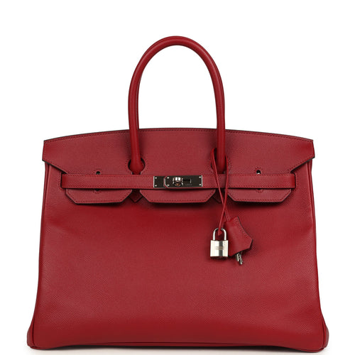Pre-owned Hermes Birkin 35 Rouge Grenat Epsom Palladium Hardware