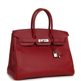 Pre-owned Hermes Birkin 35 Rouge Grenat Epsom Palladium Hardware - Thumbnail View 2