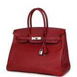 Pre-owned Hermes Birkin 35 Rouge Grenat Epsom Palladium Hardware - Thumbnail View 5