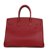 Pre-owned Hermes Birkin 35 Rouge Grenat Epsom Palladium Hardware - Thumbnail View 4