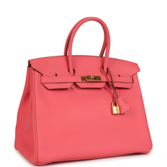 Pre-owned Hermes Birkin 35 Rose Lipstick Togo Gold Hardware