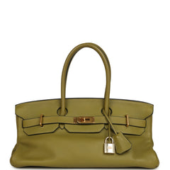 Vintage Hermes Shoulder Birkin 42 JPG Chartreuse Clemence Gold Hardwar