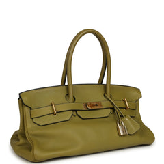 Vintage Hermes Shoulder Birkin 42 JPG Chartreuse Clemence Gold Hardware