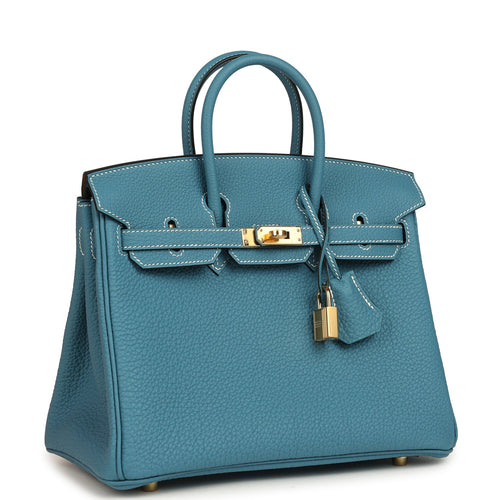 Hermes Birkin 25 Blue Jean Togo Gold Hardware