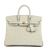 Hermes Birkin 25 Gris Perle Ostrich Gold Hardware - Thumbnail View 1
