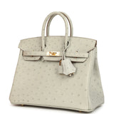 Hermes Birkin 25 Gris Perle Ostrich Gold Hardware - Thumbnail View 5