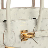 Hermes Birkin 25 Gris Perle Ostrich Gold Hardware - Thumbnail View 7