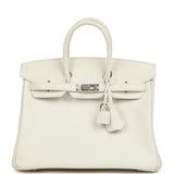 Hermes Birkin 25 New White Swift Palladium Hardware - Thumbnail View 1