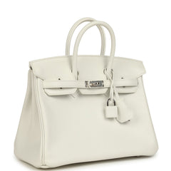 Hermes Birkin 25 New White Swift Palladium Hardware