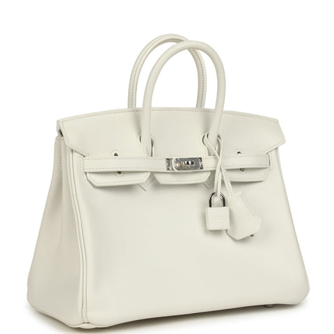 Hermes Birkin 25 New White Swift Palladium Hardware