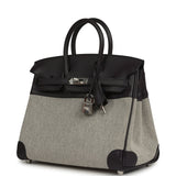 Pre-owned Hermes Birkin 25 Ecru-Black Toile H, Prunoir Swift Palladium Hardware - Thumbnail View 5