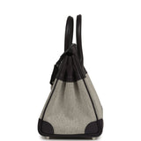 Pre-owned Hermes Birkin 25 Ecru-Black Toile H, Prunoir Swift Palladium Hardware - Thumbnail View 3