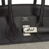 Pre-owned Hermes Birkin 25 Ecru-Black Toile H, Prunoir Swift Palladium Hardware - Thumbnail View 7
