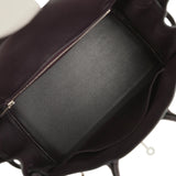 Pre-owned Hermes Birkin 25 Ecru-Black Toile H, Prunoir Swift Palladium Hardware - Thumbnail View 8