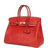 Pre-owned Hermes Birkin 35 Geranium Matte Alligator Gold Hardware - Thumbnail View 5