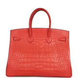 Pre-owned Hermes Birkin 35 Geranium Matte Alligator Gold Hardware - Thumbnail View 4